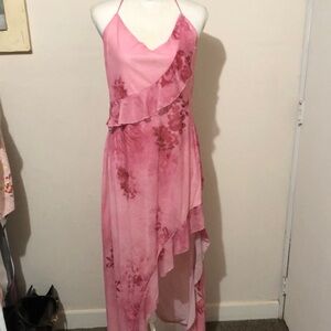 Pink Floral Halter Dress